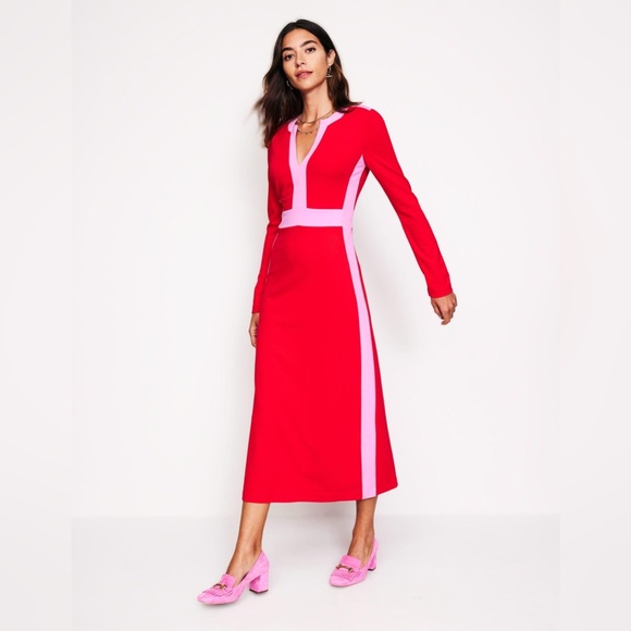 Boden Dresses & Skirts - Boden Red Catherine Ponte Midi Dress Long Sleeve 10R Fit & Flare Workwear